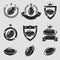 Rugby labels and icons set. Vector