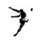 Rugby Player or Kicker Kicking the Ball Viewed from Rear Retro Woodcut Black and White