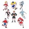 Rugby Player Mascot Cartoon Set