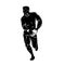 Rugby Player Running Passing Ball Viewed from Front Retro Woodcut Black and White