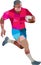 Rugby Player Running Side Low Polygon