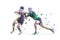 Rugby players, isolated low polygonal vector illustration. Two rugby players