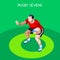 Rugby Sevens Summer Games Icon Set.3D Isometric Player Athlete.