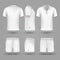 Rugby shorts and t shirt white blank man sport uniform vector set