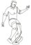 Rugby Union Player Kicking Ball Front View Continuous Line Drawing