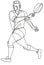 Rugby Union Player Passing Ball Front View Continuous Line Drawing