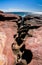 Rugged ancient rock formation sea ocean crevice in Australia Kalbarri