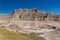 Rugged, colorful rock formations in Badlands National Park