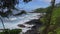 Rugged and isolated coastline of Hawaii on a summer day