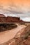 Rugged landscape and the brown river, Lees Ferry landing, Page, AZ, USA