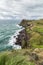 Rugged landscape and coastal walkway on Jeju Island