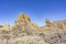 The rugged landscape with rocks and lots of rough scrub around the volcano El Teide on the island of Tenerife, Spain