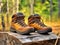 Rugged Leather Hiking Boots in Nature