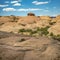 Rugged off road trails under blue sky in Moab Utah