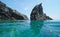 Rugged rock and rocky coast Mediterranean sea