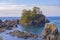 Rugged shoreline of wild pacific trail in Ucluelet, Vancouver Is