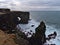 Rugged SvÃ¶rtuloft cliffs on the northwestern coast of SnÃ¦fellsnes, west Iceland in winter with strong surf, volcanic rock.