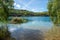 The ruidera lagoons on the route of Quixote with a blue sky