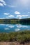 The ruidera lagoons on the route of Quixote with a blue sky