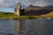 The Ruin of 16th Century Ardvreck Castle, Loch Assynt, Sutherland, Scotland, UK with Glas Bheinn (776m) behind.
