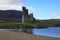 The Ruin of 16th Century Ardvreck Castle sat on a Rocky Promontory in Loch Assynt, Sutherland, Scotland, UK