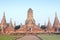 Ruin brick temple in Ayutthaya, Thailand