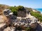 The ruin of the crusader fortress in Apollonia National Park, Israel