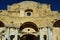 Ruin of the former church sant Ignazio, Mazara del Vallo, Sicily, Italy, with pillars and wall in front of blue sky with no roof