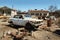 Ruin of old car in Humberstone, Chile