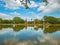 Ruin of Pagoda reflection in the water At sukhothai historical park