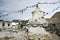 Ruin stupa and house Indian and tibetan people style at Leh Ladakh village at Himalayan valley in Jammu and Kashmir, India