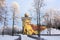 Ruin Tower in Catherine park in winter, Tsarskoe Selo, St. Petersburg, Russia