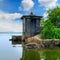 Ruined Buddhist temple on small island