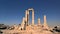 Ruined columns. Historic centre of Amman. Visiting Jordan for vacation.