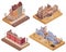 Ruined Destroyed Buildings Isometric