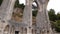 Ruined exterior details of priory of Beaumont le Roger, Normandy France, TILT