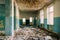 Ruined Hall Of Abandoned School After Chernobyl Nuclear Disaster