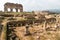 Ruined of imperial hall and arched gymnasium building in Tralleis Tralles ancient city in Aydin, Turkey