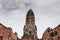 Ruined Pagoda and brick wall of Wat Ratchaburana, Ayutthaya Royal temple, Thailand