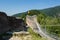 Ruined Poenari Castle known as Dracula Castle on Mount Cetatea in Romania