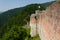 Ruined Poenari Castle known as Dracula Castle on Mount Cetatea in Romania