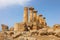 Ruined Temple of Heracles columns in famous ancient Valley of Temples of Agrigento, Sicily, Italy. UNESCO World Heritage Site