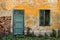 Ruined walls of the old building doors and windows