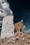 Ruined windmills overlooking Bodrum in Turkey.