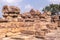 Ruinous wall at Pattadakal temple complex, Bagalakote, Karnataka, India
