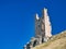 The ruins of the 14th-century fortification of Dunstanburgh Castle on the Northumberland coast in the north east UK