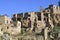 Ruins of  abandoned mountain village of Gamsutl on a sunny day. Republic of Dagestan