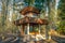 Ruins of an abandoned wooden chinese pavilion