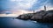 The ruins of the abbey of Saint-Mathieu, the lighthouse and the cliffs