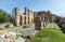 The ruins of Agios Achillios basilica at the Small Prespa Lake, Macedonia, Greece.